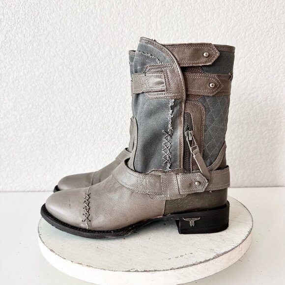 NEW Lane DUSTOFF Womens Cowboy Boots 7.5 Gray Western Cowgirl Ankle Short Bootie - Picture 4 of 12